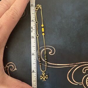 Tory Burch Gold Tone Necklace with Yellow and Black Beads